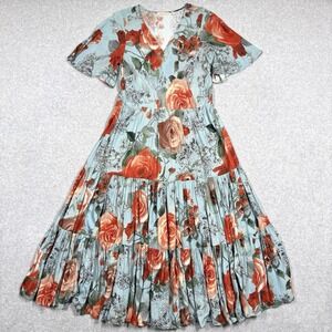 Soft Surroundings Dress Womens Medium First Blooms Tiered‎ Floral Maxi Cottage